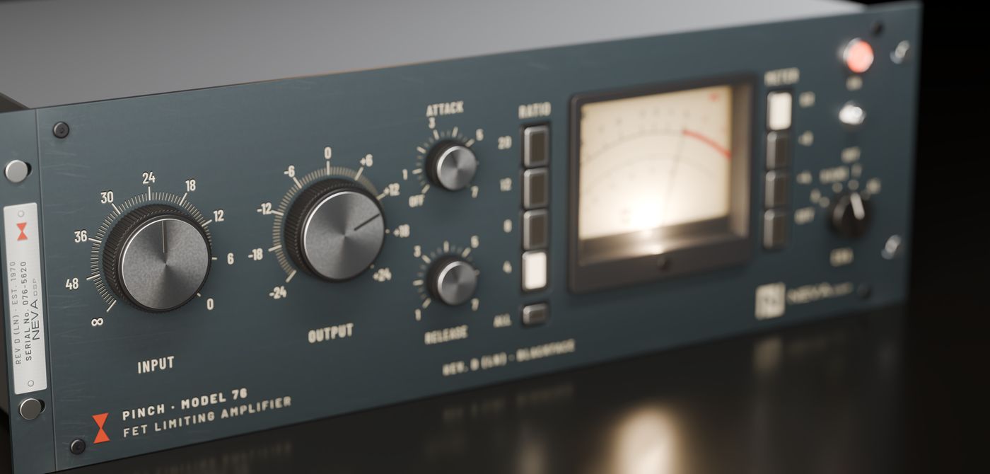 PINCH-76 Rev D (LN) FET compressor plug-in, slate blackface with VU meter