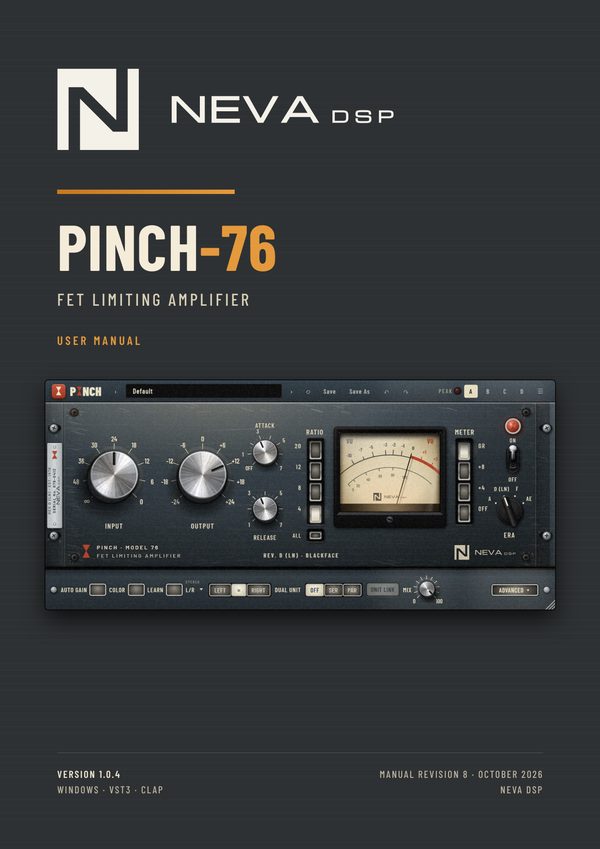 Cover of the PINCH-76 FET compressor plug-in user manual